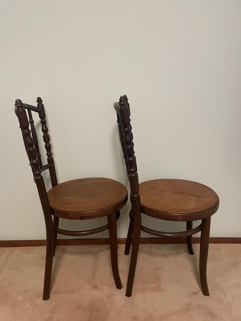 Thonet Weense bistro stoeltjes, vintage, 2 stuks