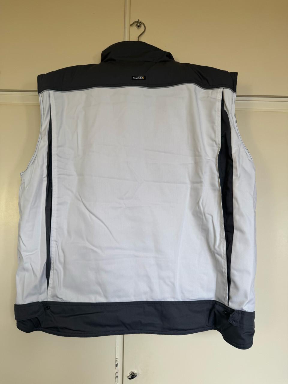 Schildersbodywarmer gevoerd wit / grijs