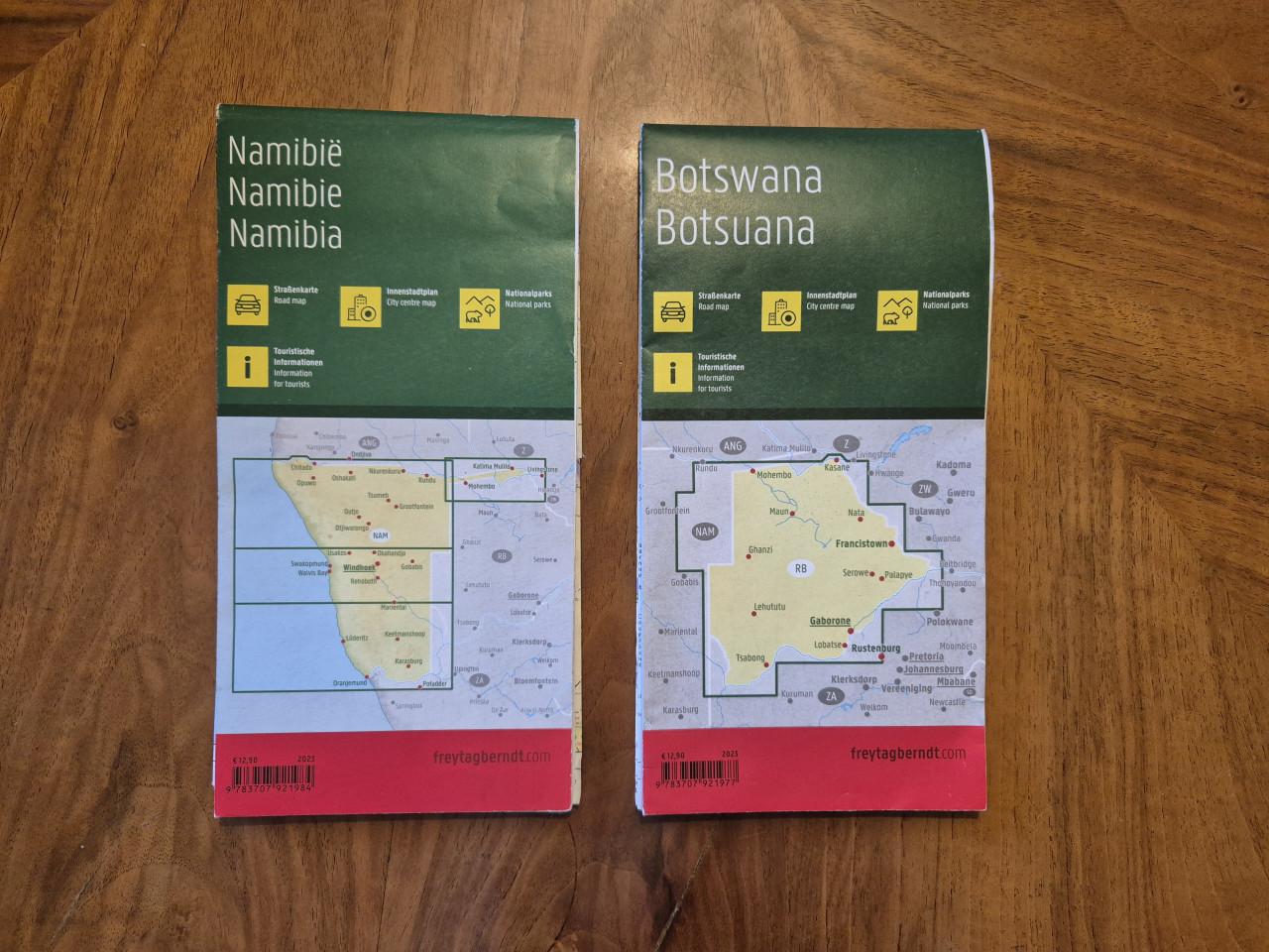 Wegen-/landkaarten Namibië  & Botswana