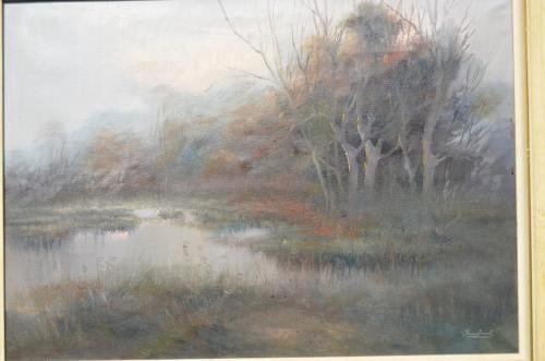 Flink schilderij Pierre Jacobs zicht op een vennetje gesigneerd