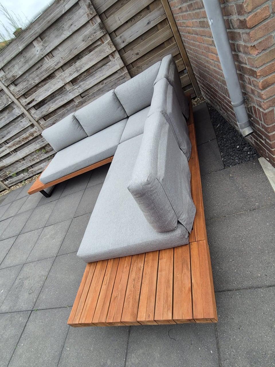 Aluminium/Hout Loungeset 255 x 255 cm (Bezorging mogelijk)