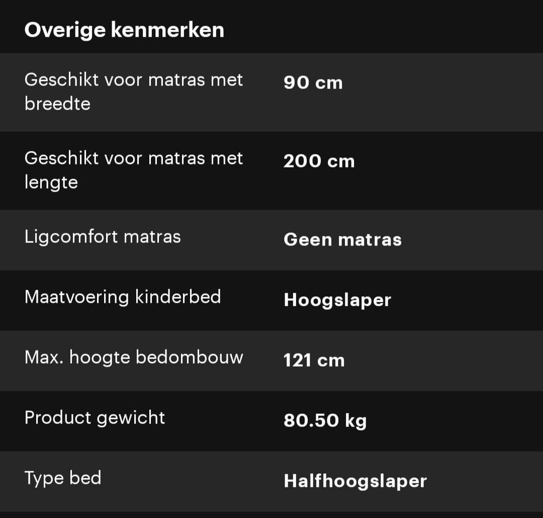 Vipack Noah halfhoogslaper 90 × 200 cm