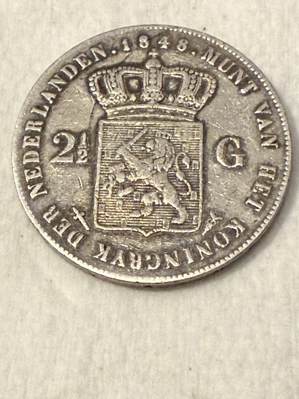 Zilveren 2 1/2 gulden / Rijksdaalder 1848 Koning Willem II