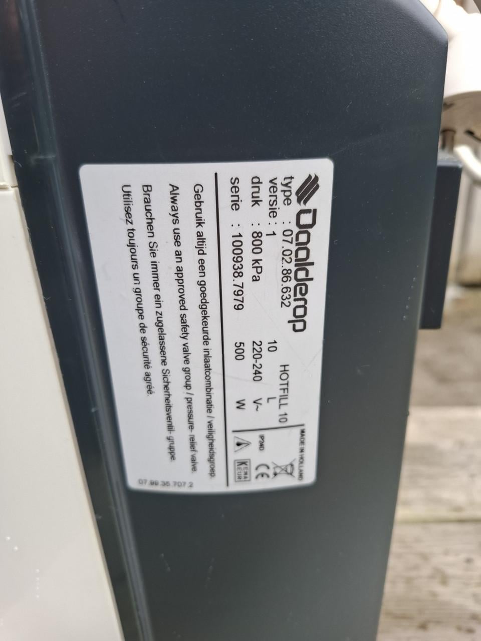 TE KOOP Daalderop close-in boiler Hot-Fill 10L