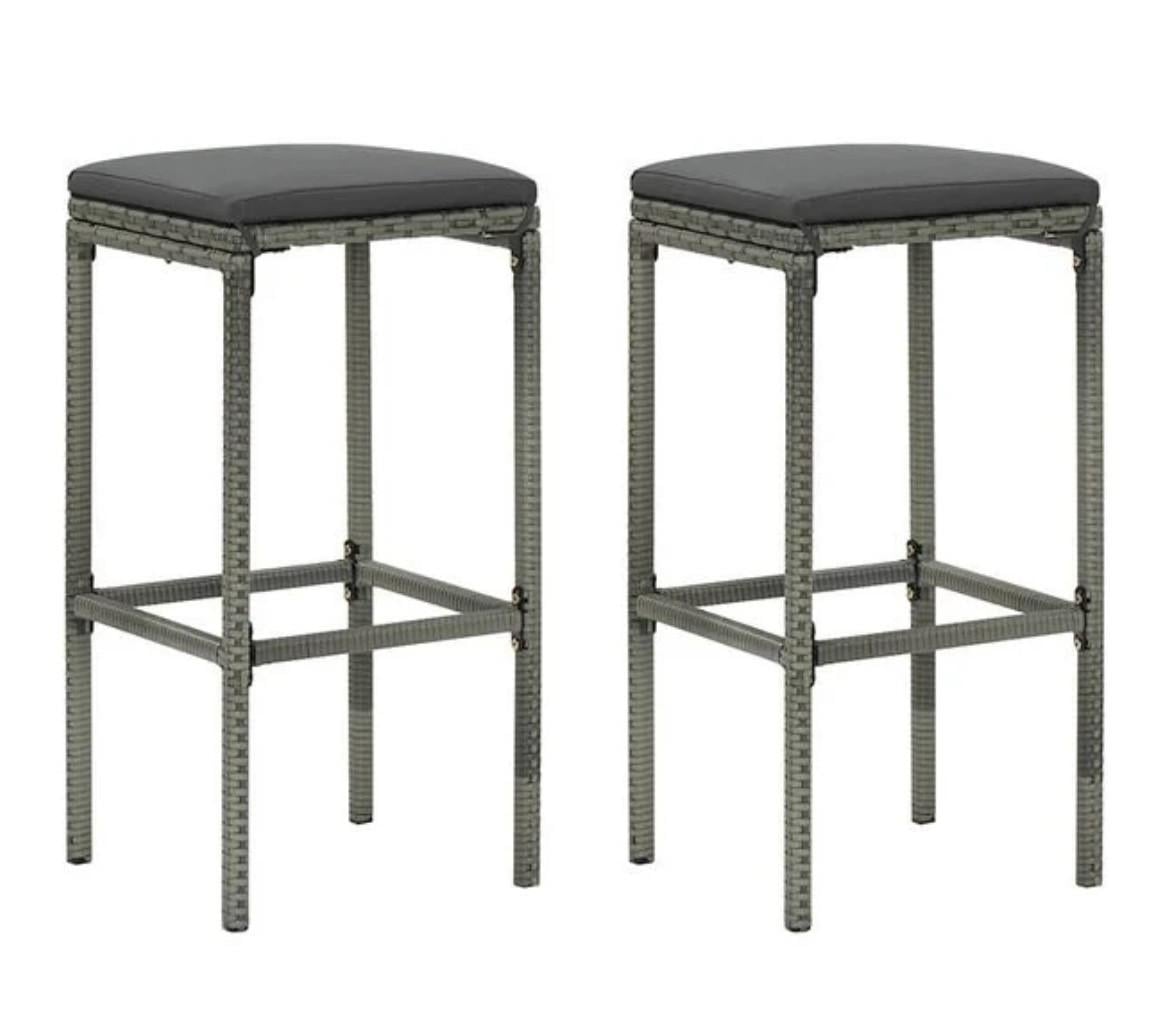 2 x nieuwe poly ratan krukken met kussen
