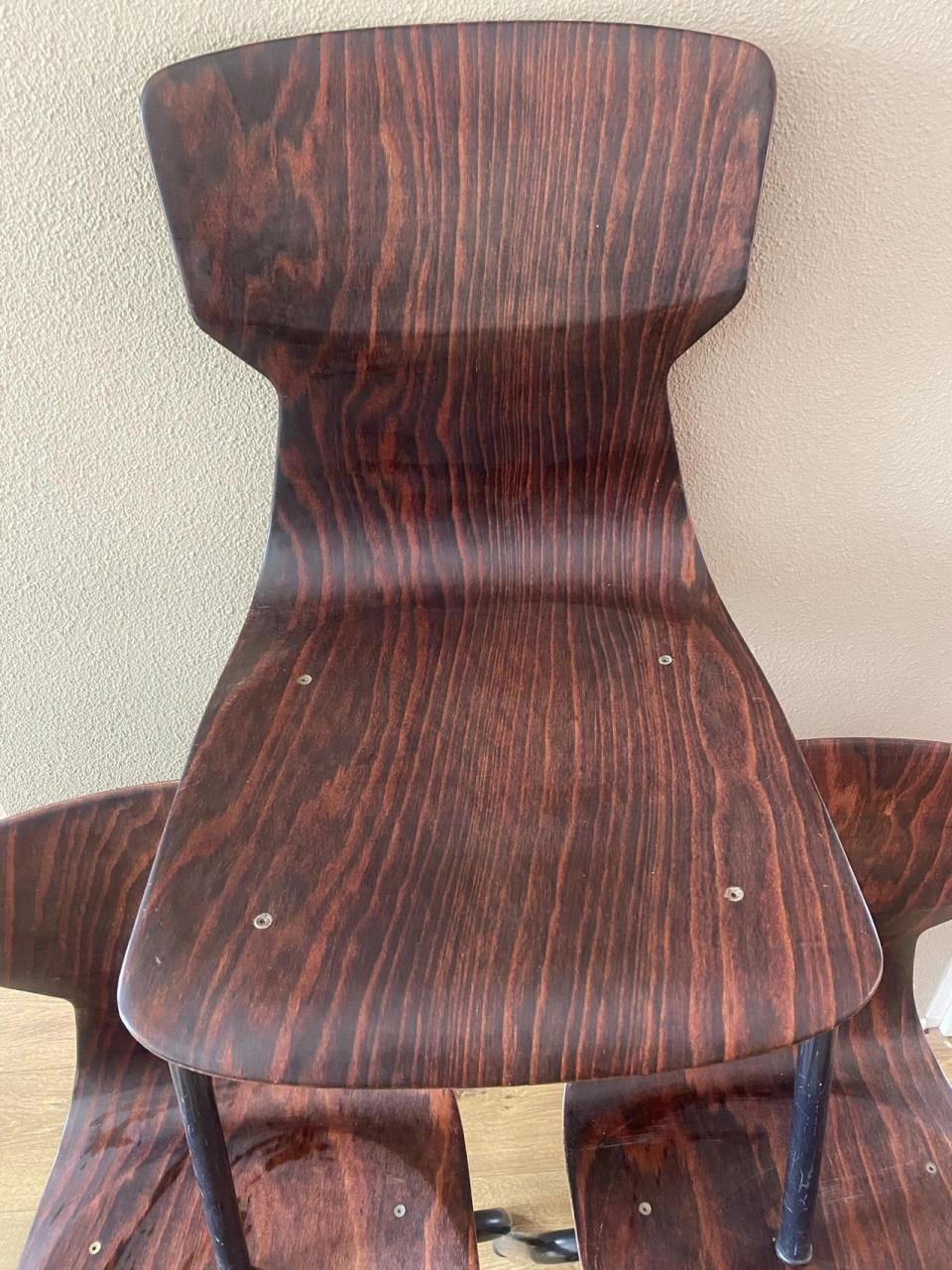 3 vintage schoolstoelen jaren 60