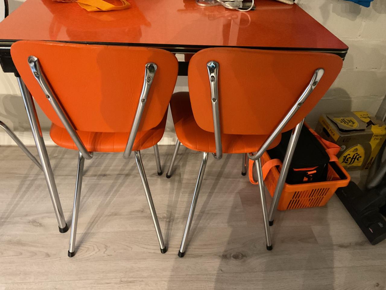 Vintage oranje stoeltjes 2 st