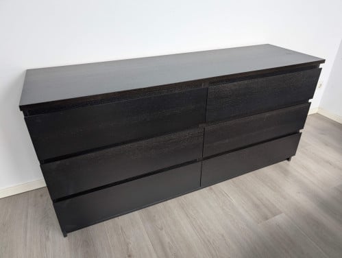 IKEA MALM Ladekast met 6 lades, zwart