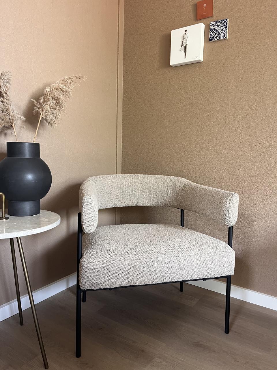 Fauteuil van bouclé stof