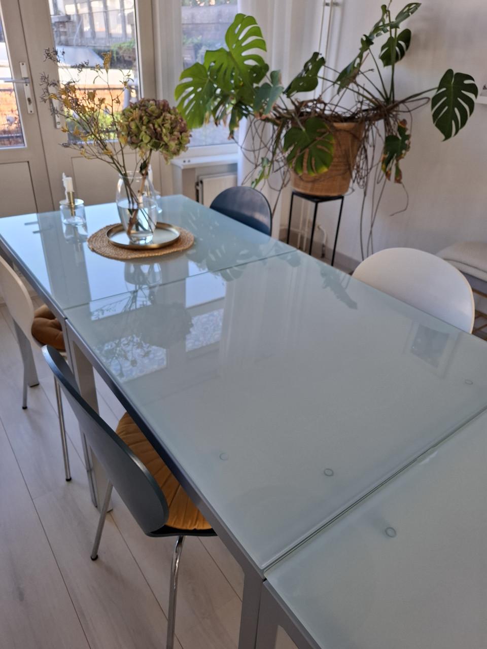 Glazen design eettafel