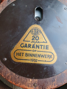 Heel mooi antiek SCHIPPERS BAROMETER + STUURWIEL, merk eikro...