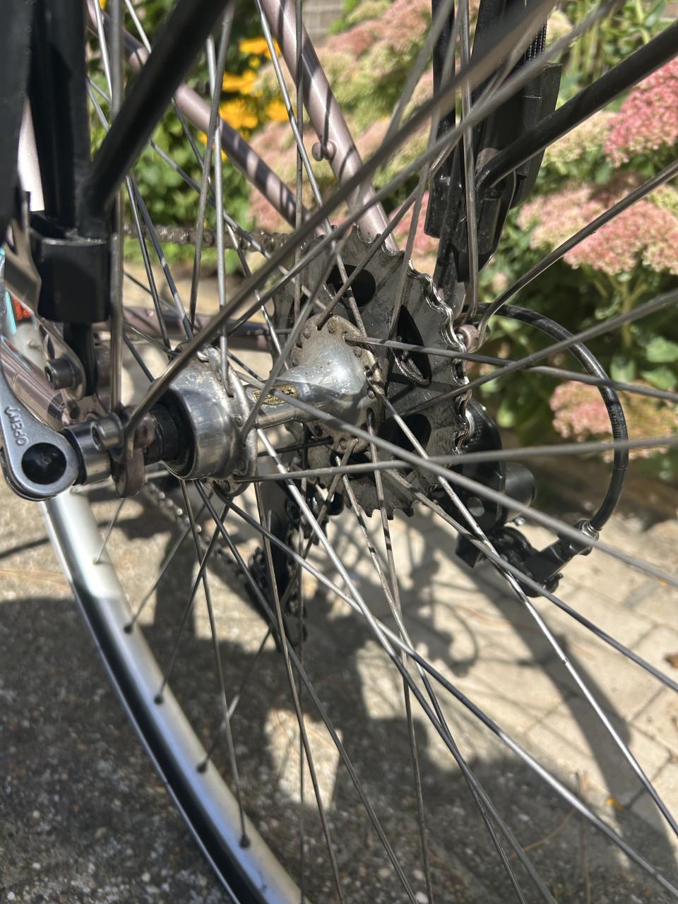 Dames fiets Koga Miyata 28 inch. 21 versn. velgrem verlichting. OK!