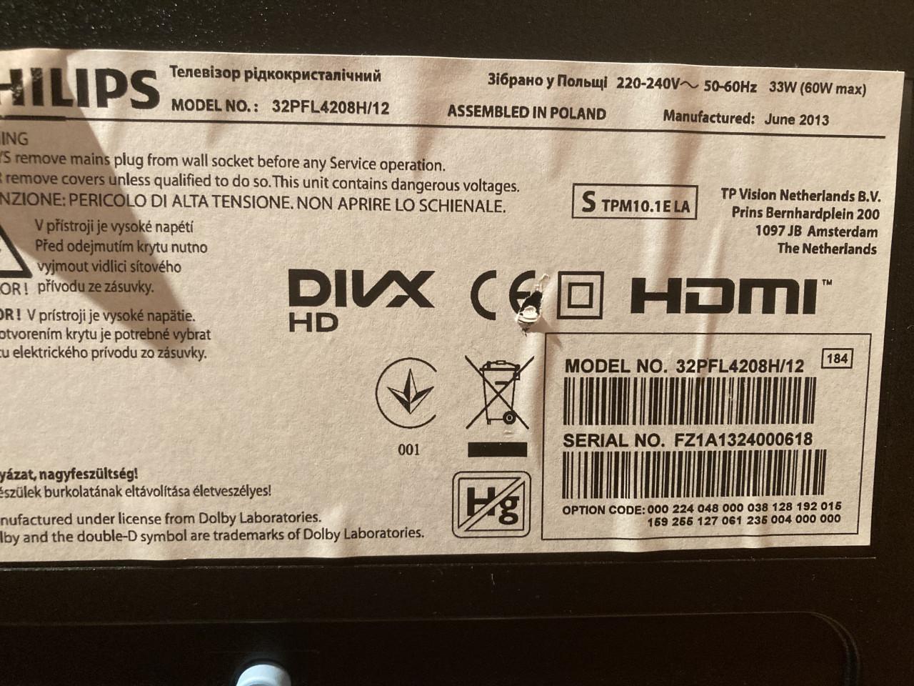 Philips 32 PFL4208H/12 HD smart tv met Ci+module en Delta kaart