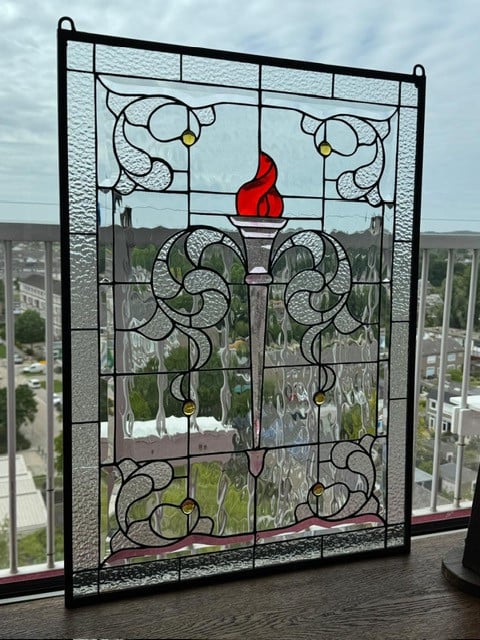 Glas in lood Olympische fakkel.