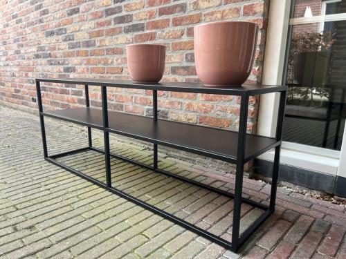 Sidetable - moderne kast - poederroze bloempotten