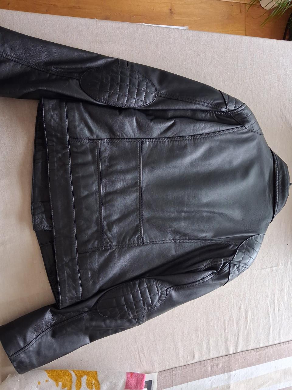 Zwart leren dames bikerjack