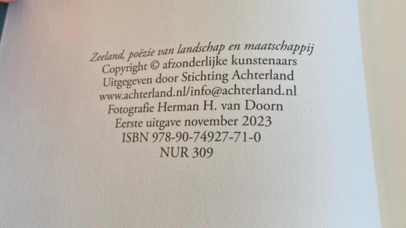 Boek poëzie Zeeland