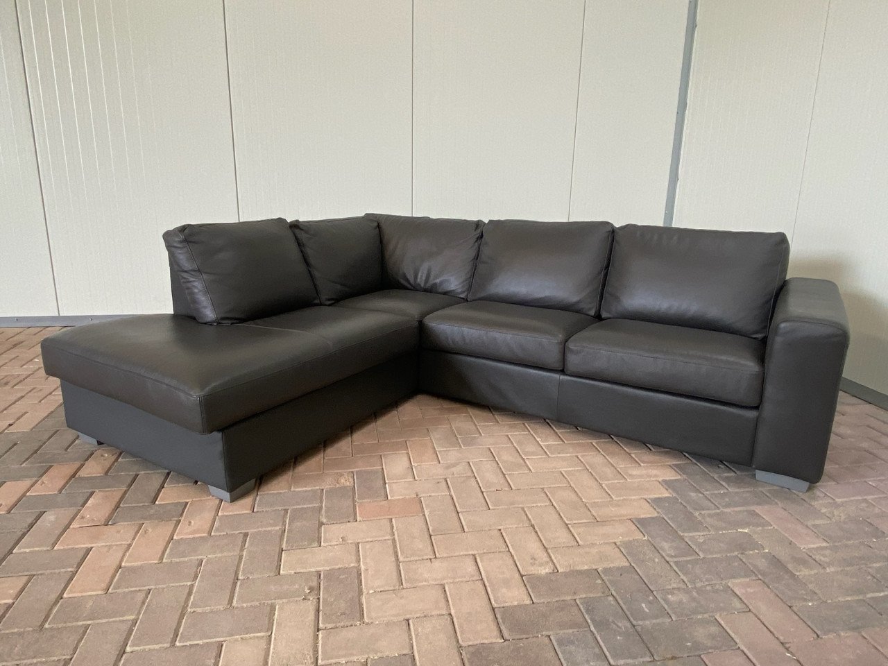 GRATIS LEVERING HEEL NL Mooie Grijs Echt Leer Hoekbank