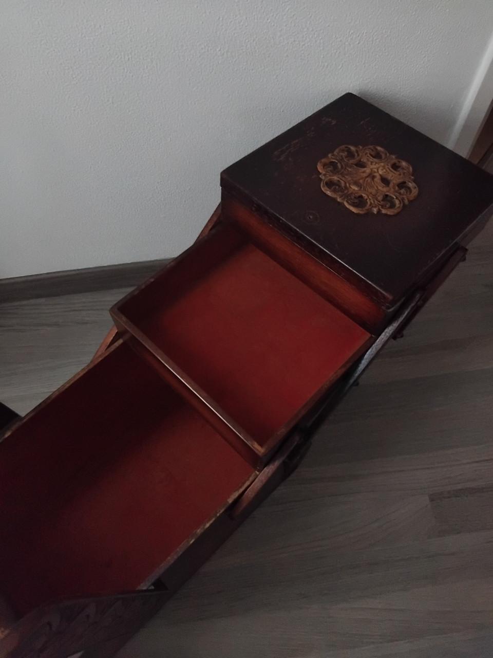 Antieke Harmonica Naaikist Hout