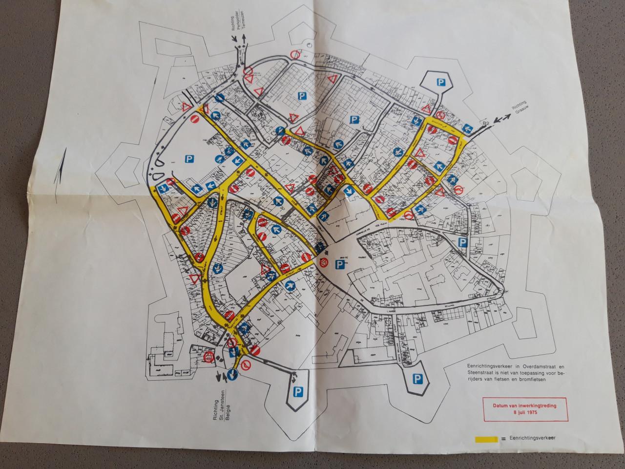 Plattegrond Verkeersplan binnenstad Hulst 1975