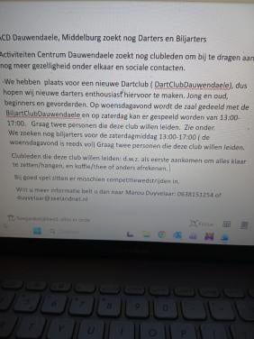 Darters  en biljarters gezocht