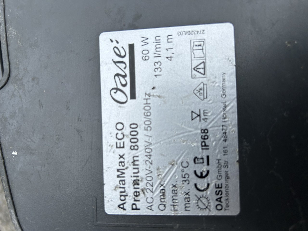 Te koop oase eco primium 8000 sterke en zuinige Vijverpomp en 8000 lpu