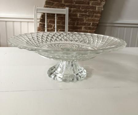 Mooie brocante gedetailleerde glazen taartplateau
