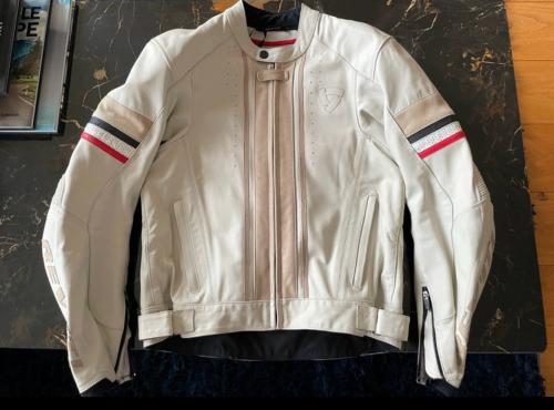 Retro crème leren motorjack motorjas Rev'it! mt M/ 50