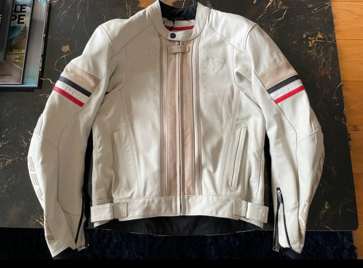 Retro crème leren motorjack motorjas Rev'it! mt M/ 50