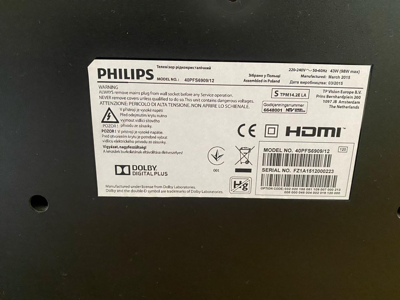 Philips Smart Tv 40 Inch ( 102 diagonaal)
