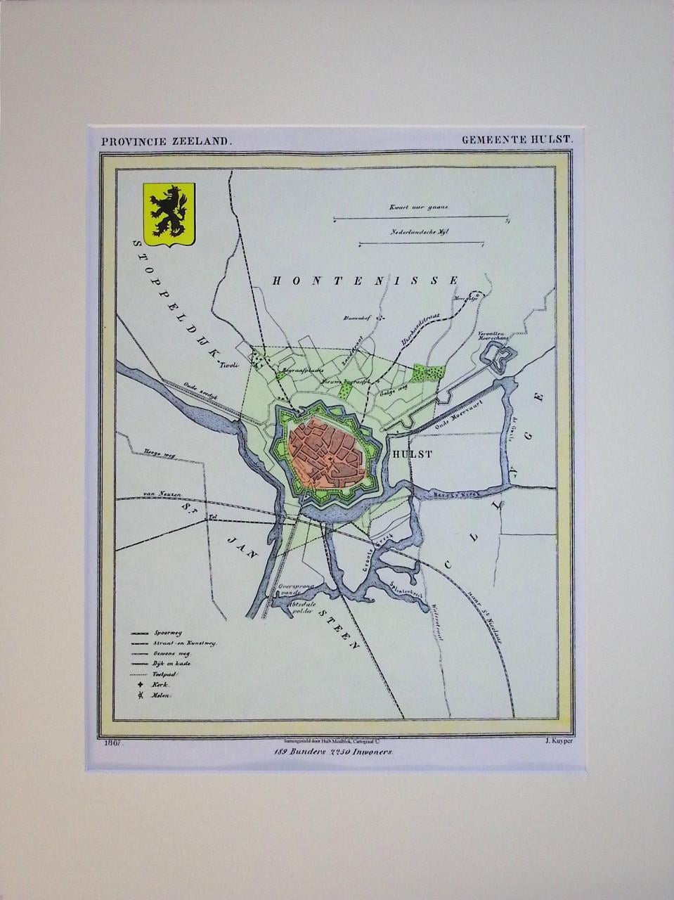 Hist. kaarten van J. Kuyper nu in kleur van Zw. Vlaanderen