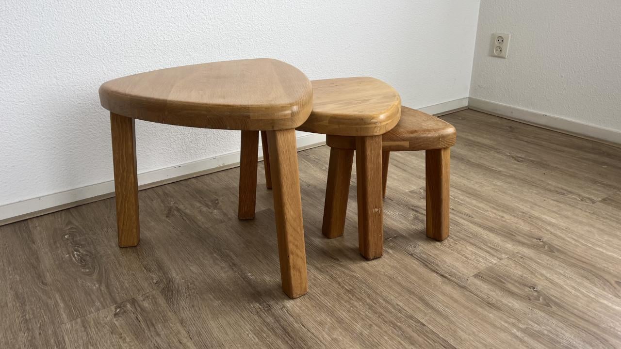 Massief eiken nesttafels – set van 3