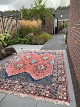 💐Prachtig Sfeervol Kleurrijk Handgeknoopt Vintage Vloerkleed💐