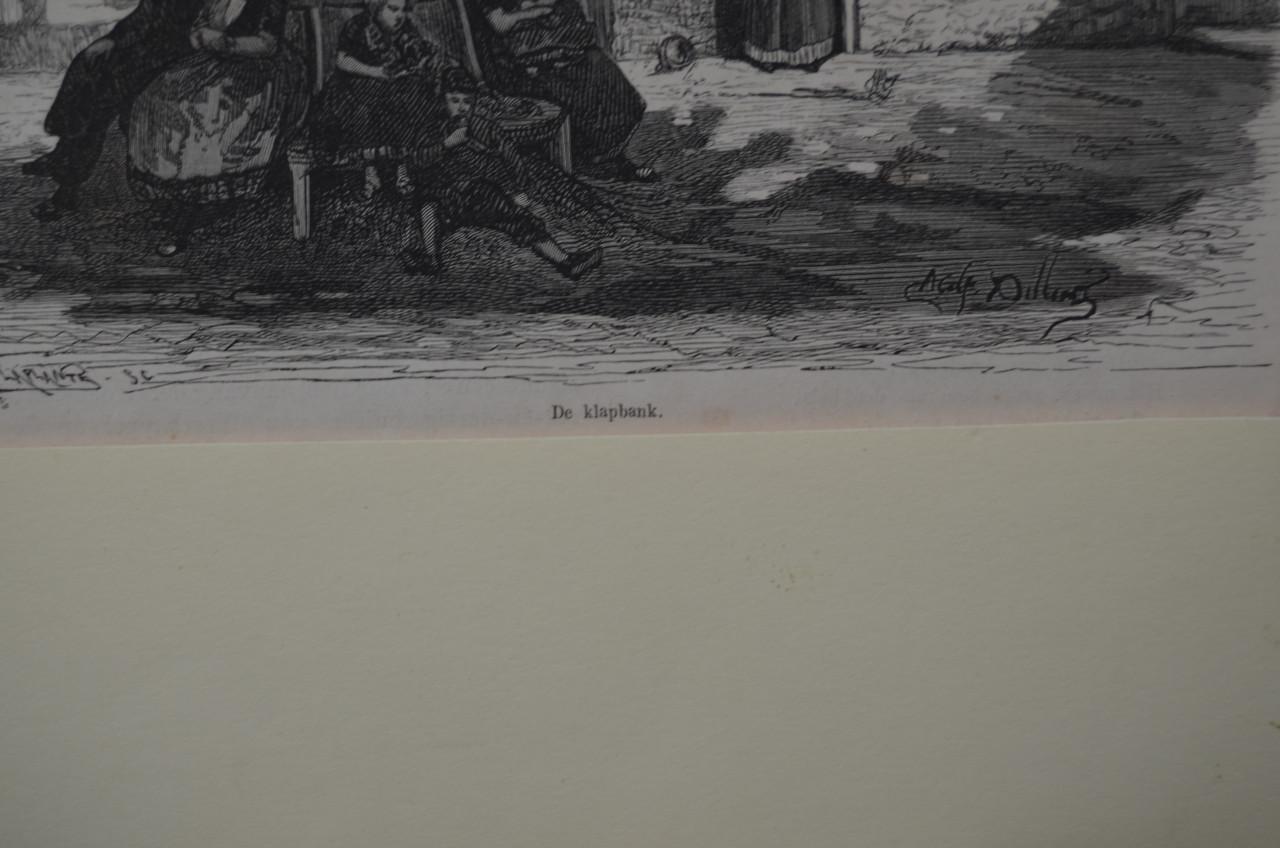 Kleine ets getiteld 'de Klapbank' Laplante ca. 1870