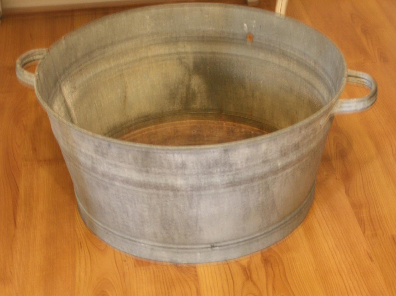 Grote antieke zinken teil