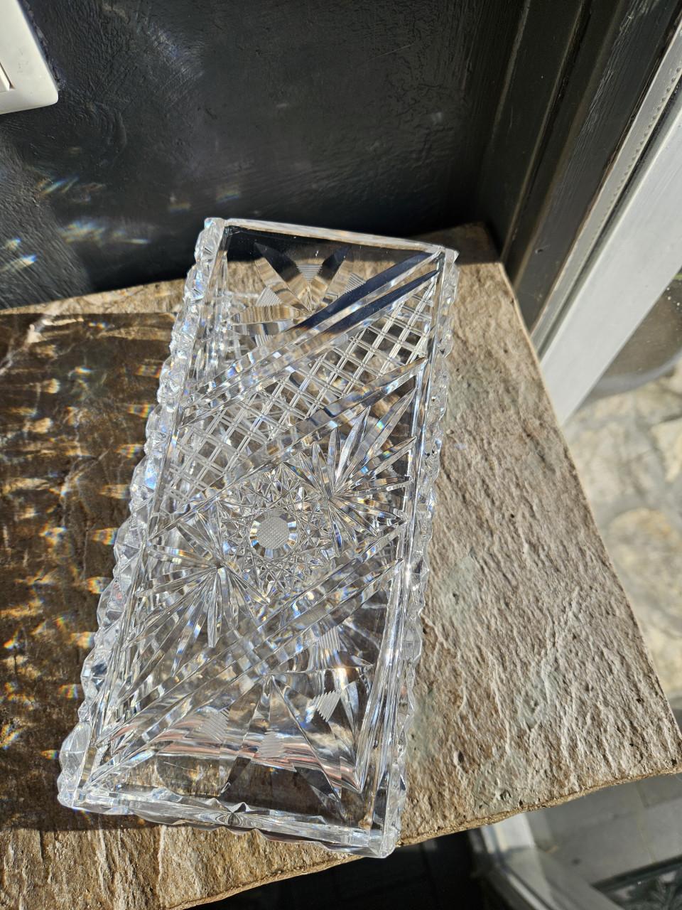 Prachtige kristallen bohemia crystal vaas met diamant motief