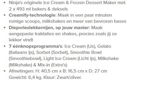 Ijsmachine; Ninja creami 7 + extra diepvriesdoosjes