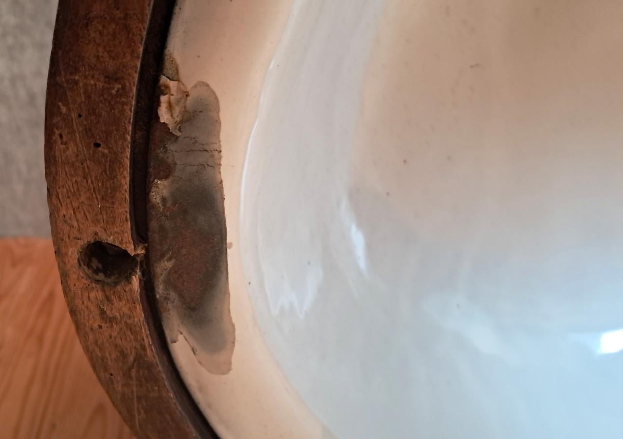 Uniek Antiek Bidet-Tafeltje / Bijzettafeltje met Emaille Binnenbak
