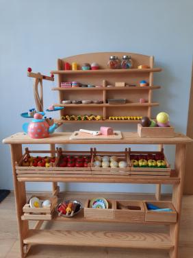 Groentekraampje winkel speelgoed hout met toebehoren