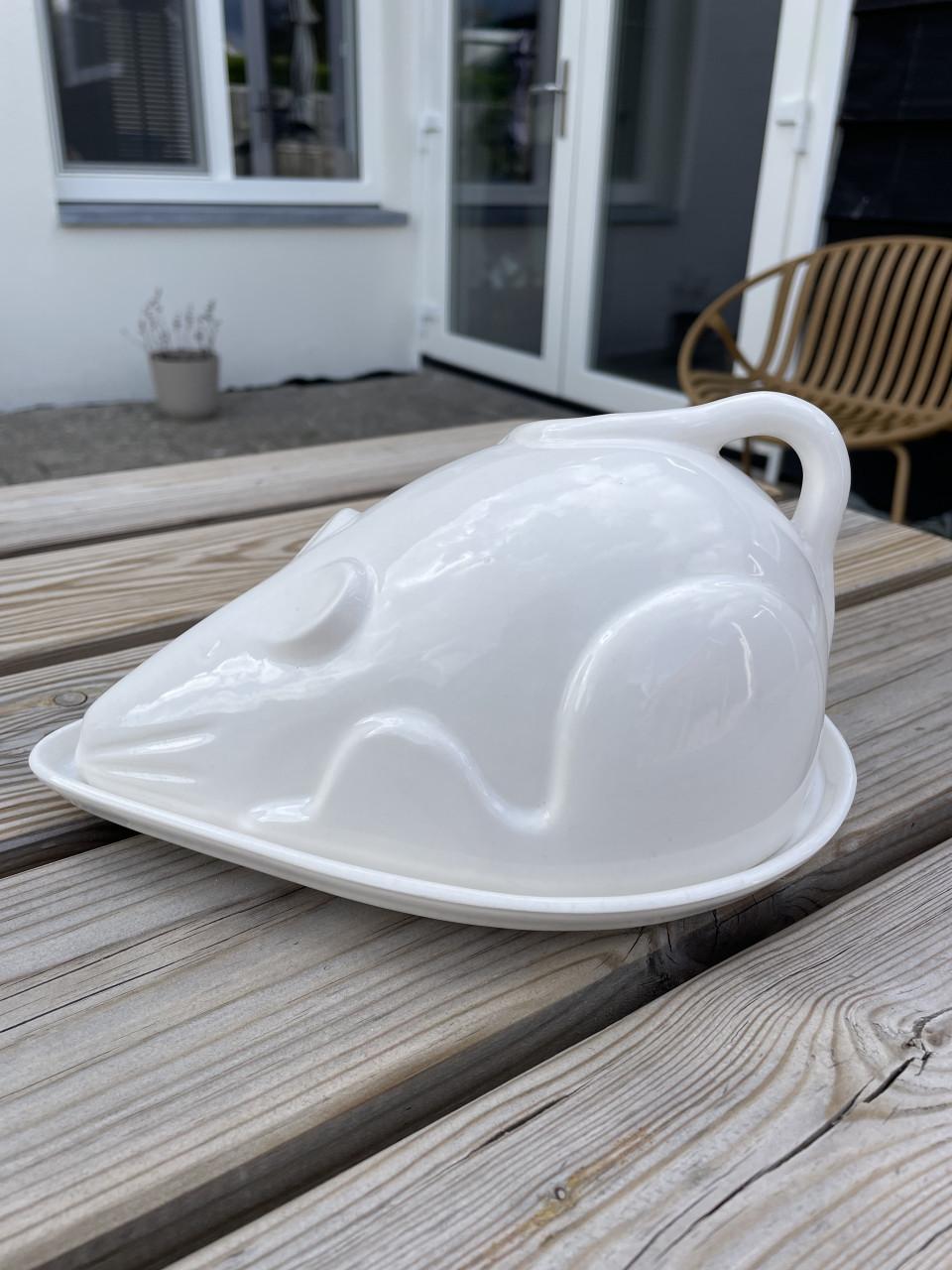 Vintage kaasstolp kaasschaal muis