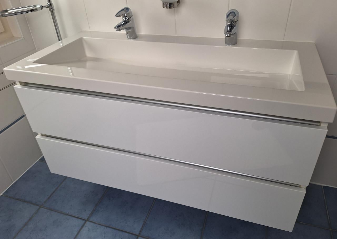 Dubbele wastafel  met lade kast te koop