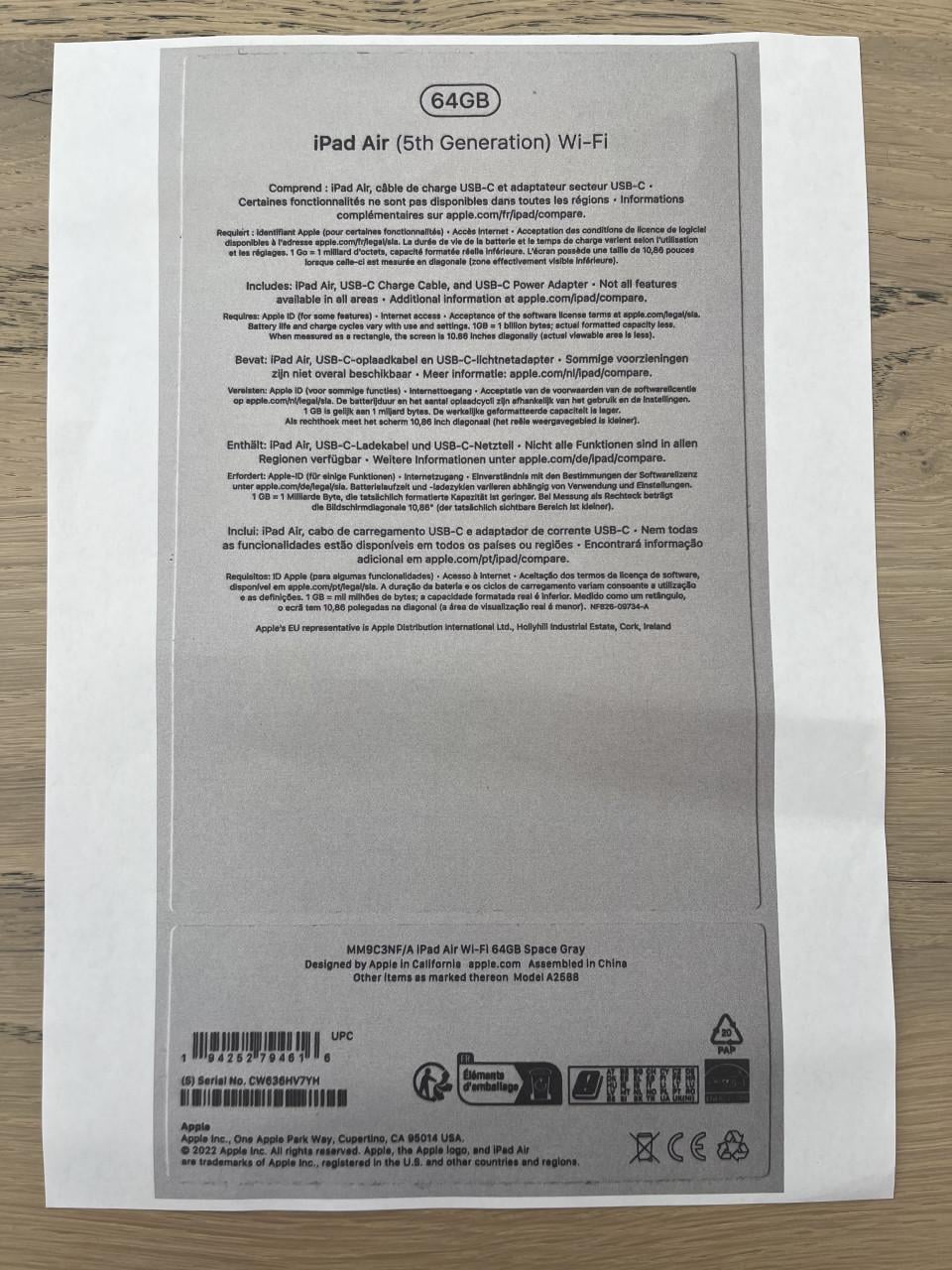 Apple ipad air 5e generatie 64 gb wifi space grey
