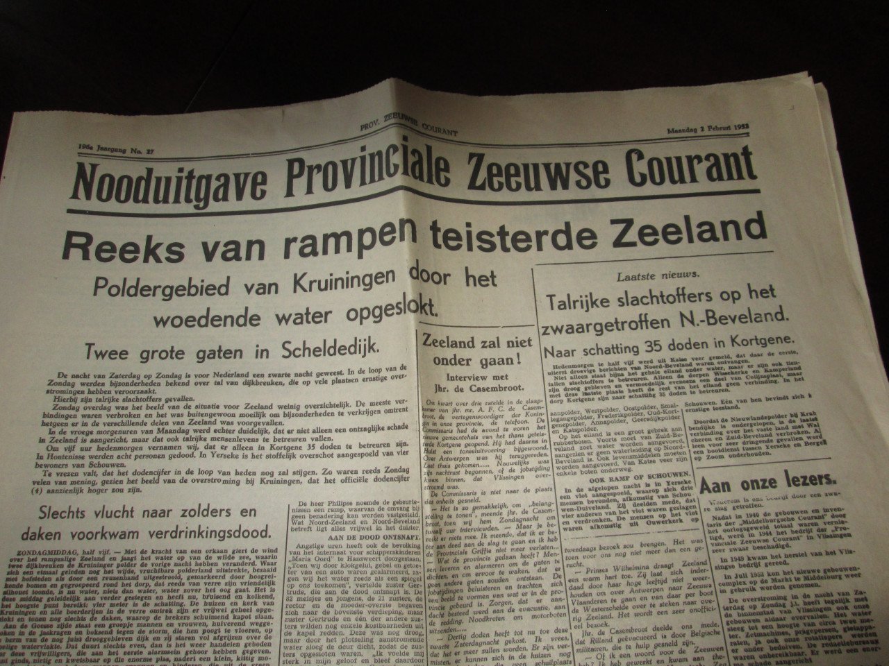 P Z C uitgave van de watersnood 2 febr 1953