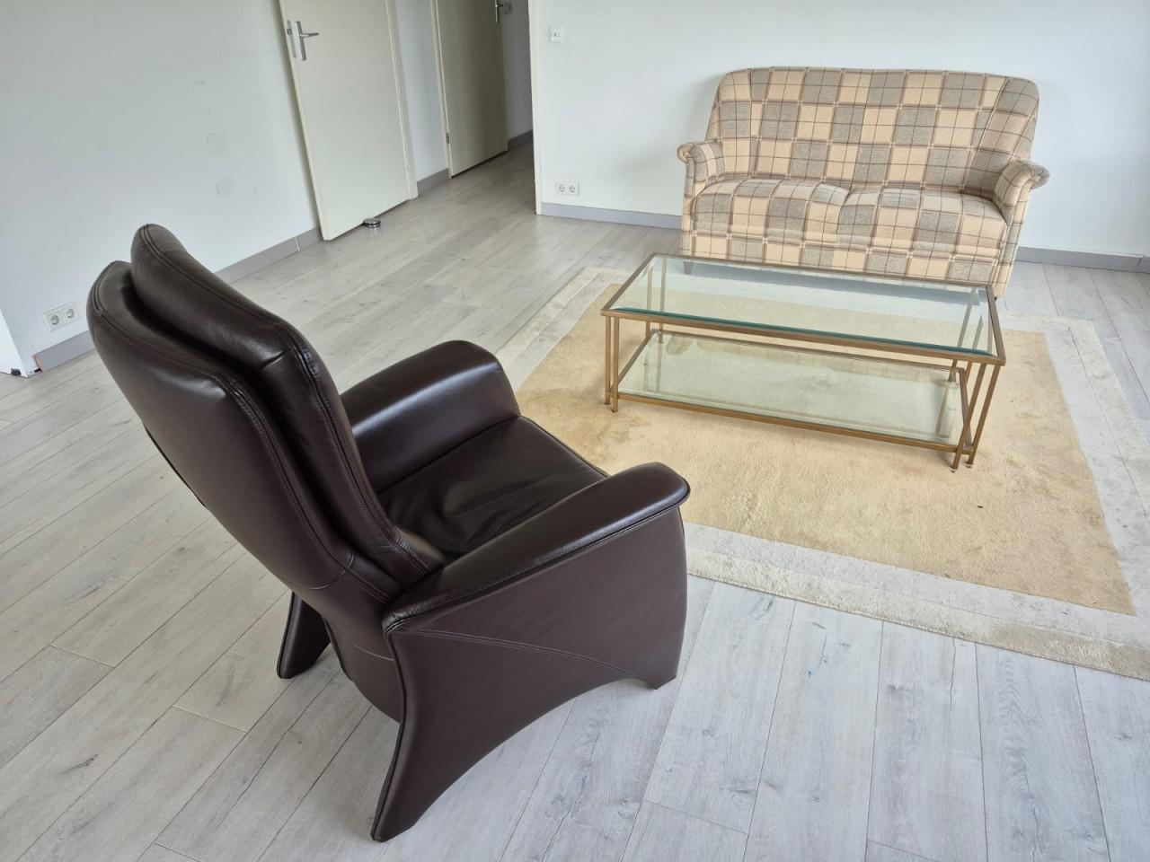 Mooie leren goede relax stoel met ligstand