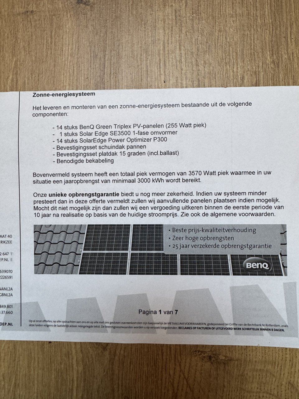 14 zonnepanelen BenQ met omvormer SolarEdge