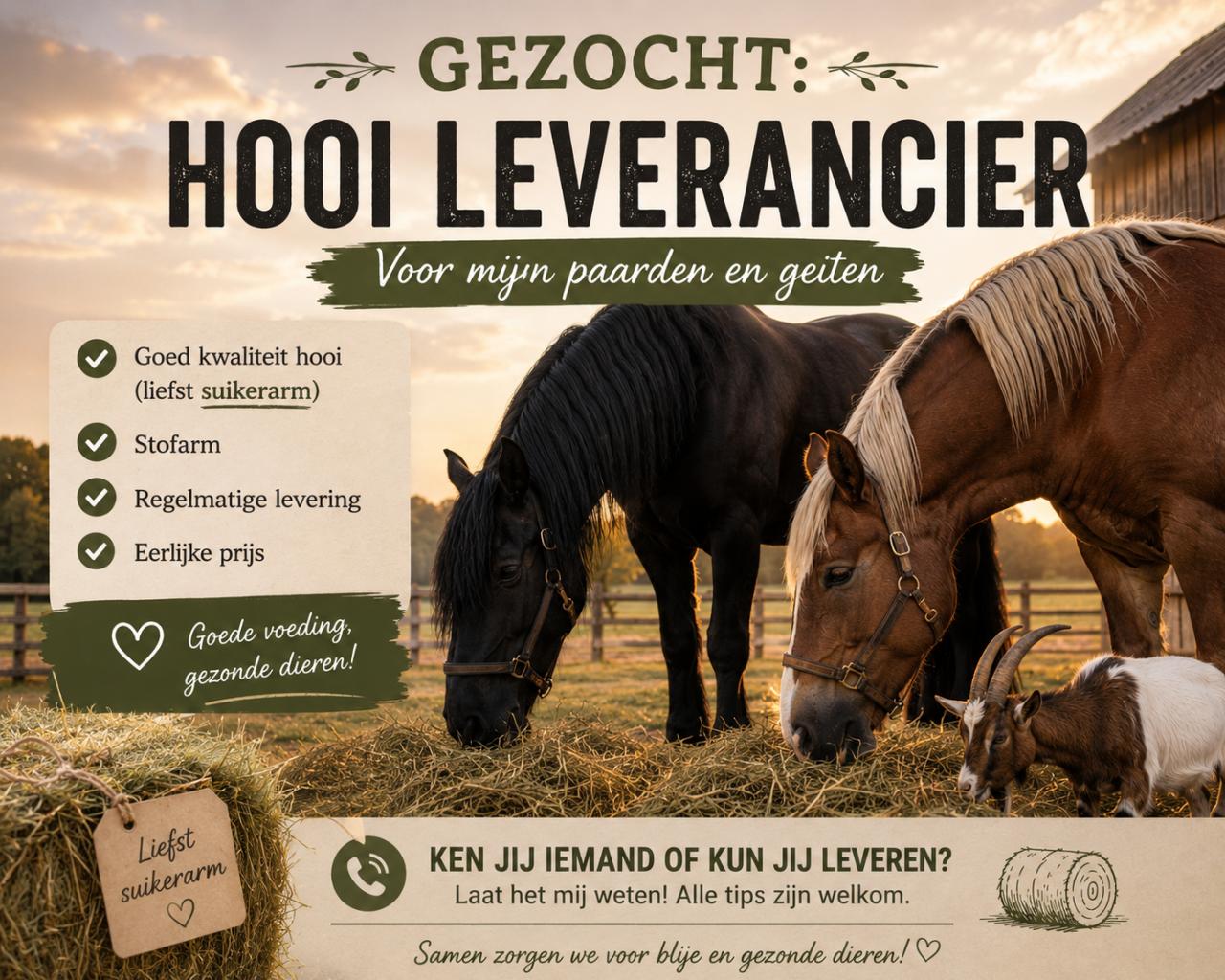Gezocht: hooileverancier of chauffeur met eigen kar