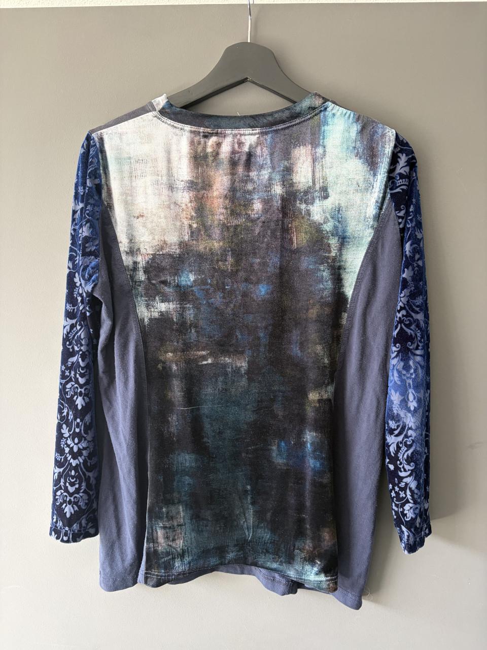 Velours damesshirt met 3/4 mouw