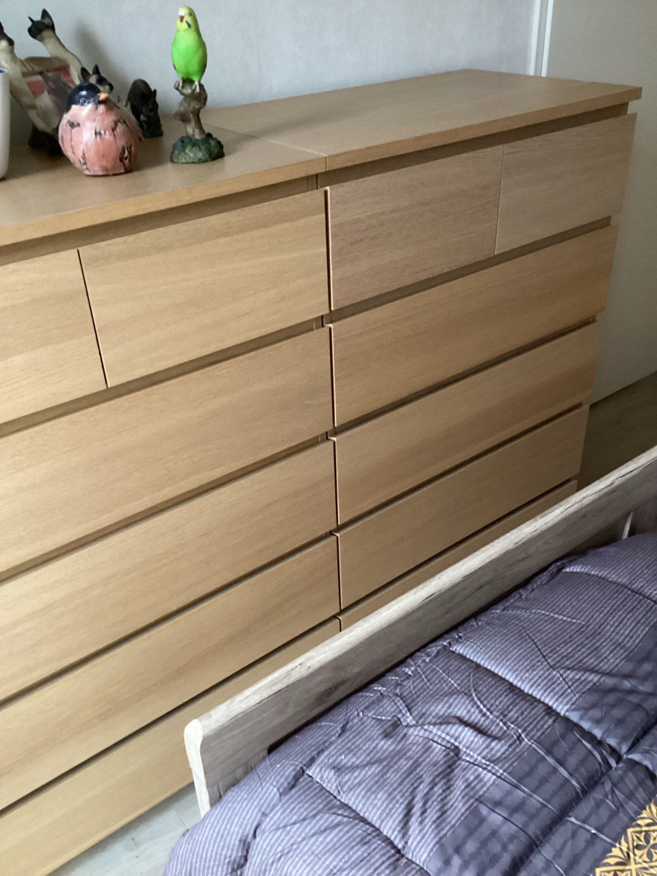 MALM Ladekast 6 lades, wit gelazuurd eikenfineer, 80x123 cm