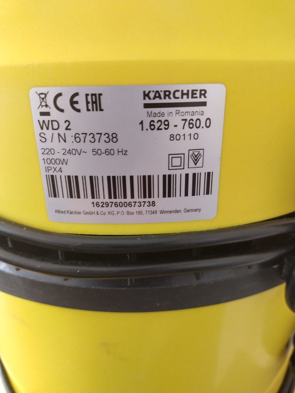 Kärcher stofzuiger WD2 1000W