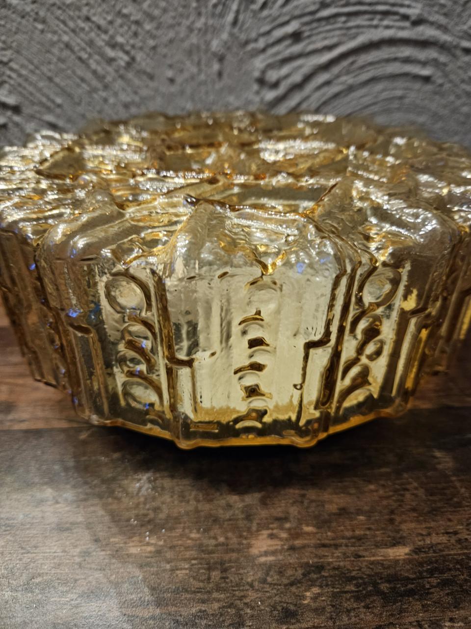 Vintage Plafondlamp Amber Glas - origineel Jaren '60/'70